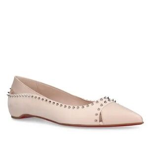 Christian Louboutin Duvettina Leather Ballerina Flats in Tan